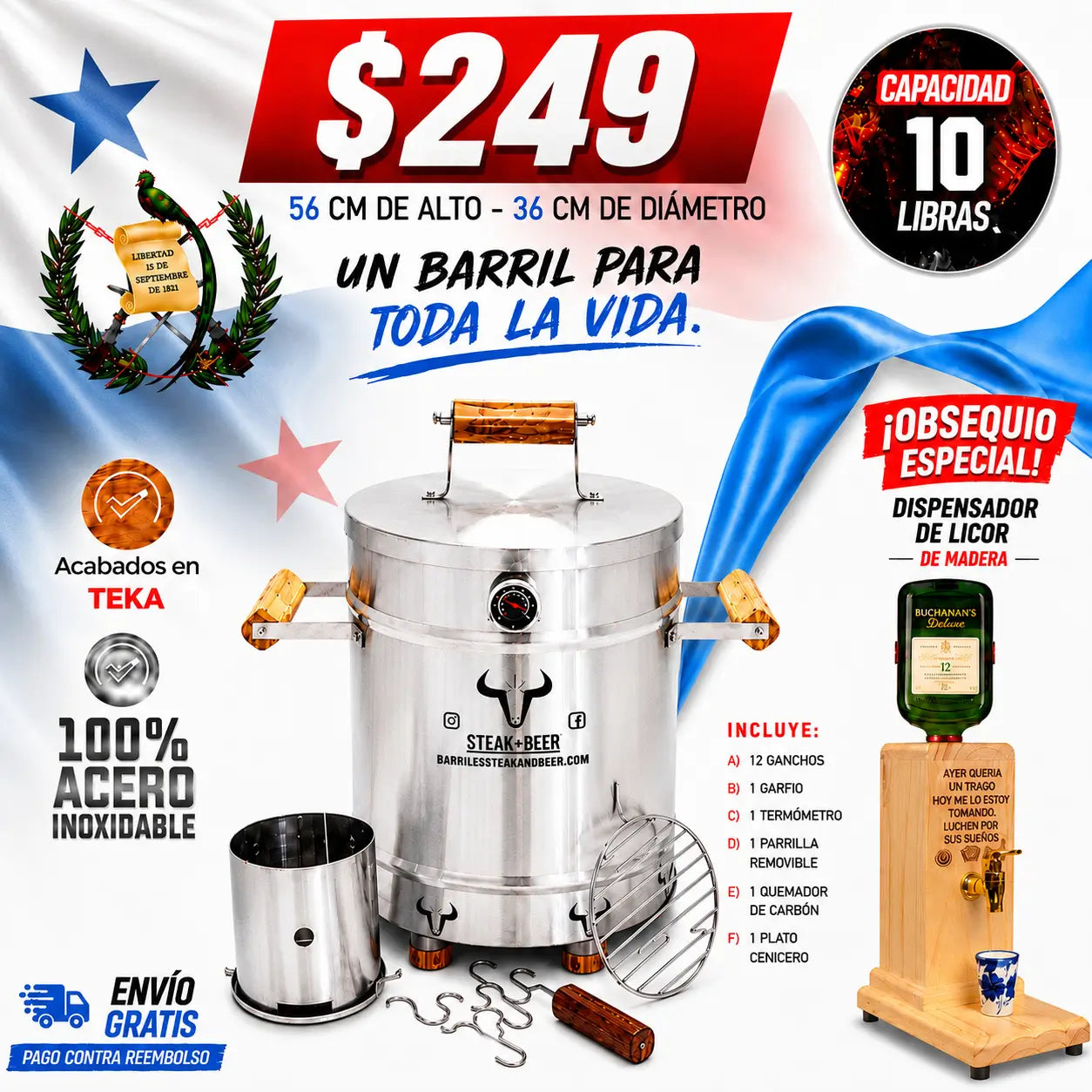 Barril Asador en Acero inoxidable - Combo dia del padre