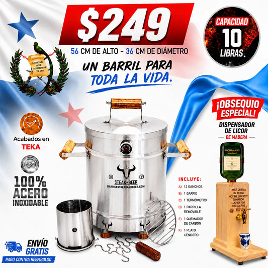 Barril Asador en Acero inoxidable - Combo dia del padre