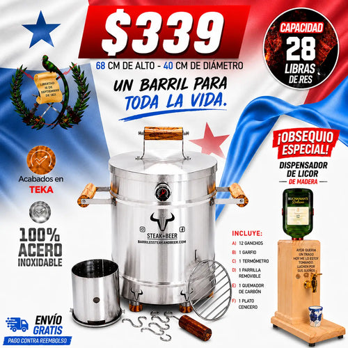 Barril Asador en Acero Inoxidable