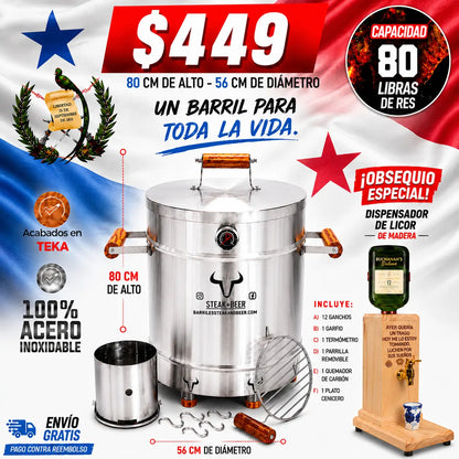 Barril Asador en Acero inoxidable - Combo dia del padre